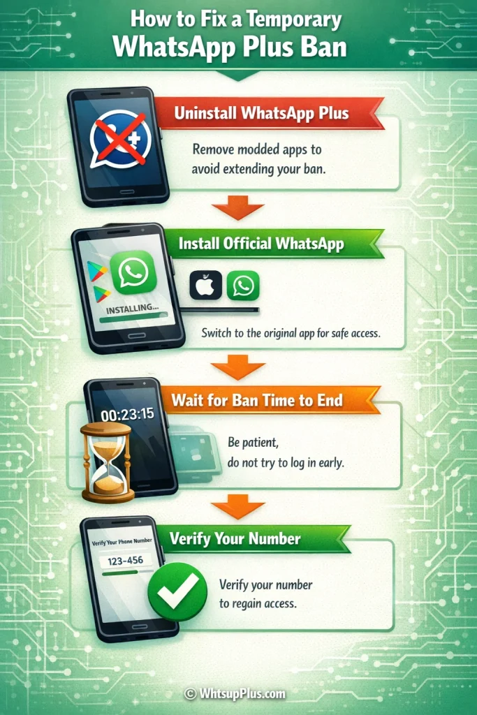 step by step guide on fixing whatsapp plus temporary ban