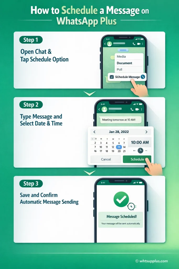Steps to Schedule a Message on WhatsApp Plus